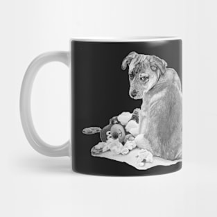 realist art cute puppy with torn teddy dog Mug